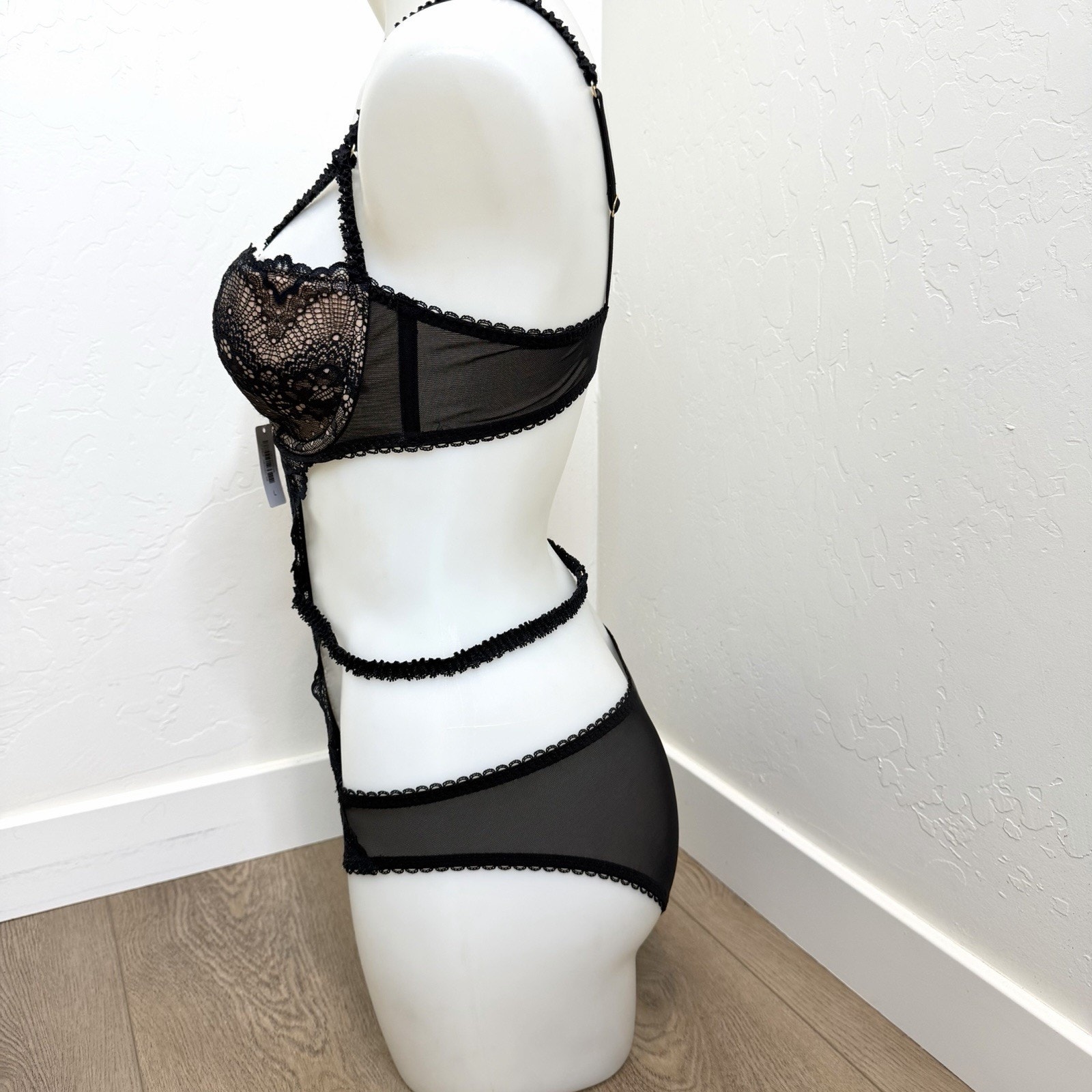 Adore Me Lace Strappy Teddy Lingerie Womens Large Black Underwire — image 3 of 8